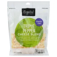 Essential Everyday Cheese Blend, Triple Pepper, Classic Cut, 8 Ounce