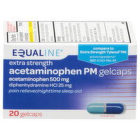 Equaline Acetaminophen PM, Extra Strength, 500 mg, Gelcaps, 20 Each