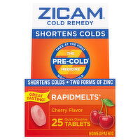 Zicam Rapidmelts Cold Remedy, Quick Dissolve Tablets, Cherry Flavor, 25 Each