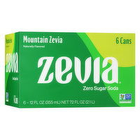 Zevia Soda, Zero Calorie, Mountain Zevia, 6 Each