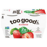 Too Good & Co. Yogurt, Strawberry, Blended, 4 Pack, 4 Each