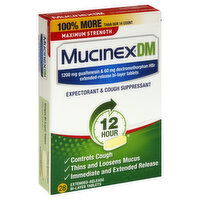 Mucinex Expectorant & Cough Suppressant, 12 Hour, Maximum Strength, Extended-Release Bi-Layer Tablets, 28 Each