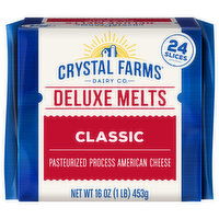 Crystal Farms Cheese Slices, American, Classic, Deluxe Melts, 24 Each