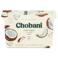 Chobani Yogurt, Greek, Low-Fat, Coconut, Blended, 4 Value Pack, 4 Each