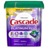 Cascade Platinum Plus Dishwasher Detergent, Clean Lemon Scent, ActionPacs, 47 Each