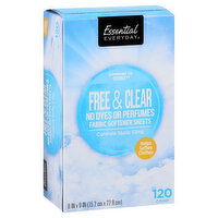 Essential Everyday Fabric Softener Sheets, Free & Clear, 120 Each