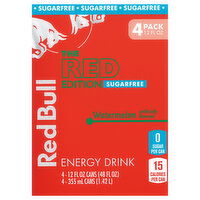 Red Bull The Red Edition Energy Drink, Watermelon, Sugarfree, 4 Each