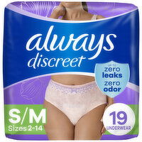 Always Discreet Discreet Adult Incontinence Underwear for Women, S/M, 19 Each