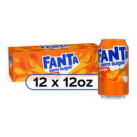 Fanta  Orange Zero Sugar Soda Fruit Flavored Soft Drink, 12 Each