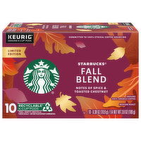 Starbucks Coffee, Ground, Medium Roast, Fall Blend, K-Cup Pods, 10 Each