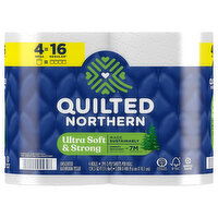 Quilted Northern Bathroom Tissue, Unscented, Ultra Soft & Strong, 4 Each