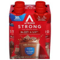 Atkins Protein Shake, Milk Chocolate, Strong, Muscle + Gut Health, 4 Each