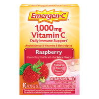 Emergen-C Vitamin C, 1000 mg, Raspberry, Fizzy Drink Mix, 10 Each