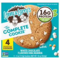 Lenny & Larry's The Complete Cookie Cookies, White Chocolate Flavored Macadamia, Soft-Baked, 4 Each