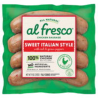 Al Fresco Chicken Sausage, Sweet Italian Style with Red & Green Peppers, 11 Ounce