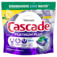 Cascade Platinum Plus Dishwasher Detergent, Clean Lemon Scent, ActionPacs, 11 Each