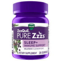 Vicks Pure Zzzs Sleep + Immune Support, Melatonin + Elderberry, Gummies, 26 Each