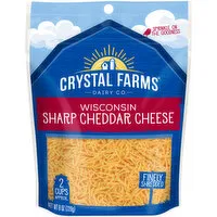 Crystal Farms Cheese, Sharp Cheddar, Wisconsin, 8 Ounce