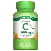 Nature's Truth Natural Orange Flavor Chewable Tablets 1000 mg Plus Wild Rose Hips Vitamin C, 60 Each