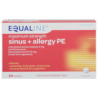 Equaline Sinus + Allergy PE, Maximum Strength, Tablets, 24 Each