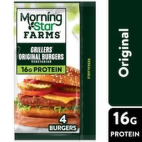 MorningStar Farms Grillers Veggie Burgers, Grillers Original, 9 Ounce