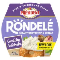 President Rondele Dip & Spread, Garlicky Artichoke, Creamy Whipped, 6.5 Ounce