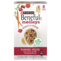 Beneful Medleys Dog Food, Tuscan Style with Beef, Carrots, Tomatoes & Rice, 3 Each