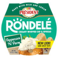 President Rondele Dip & Spread, Peppercorn 'N Parm, Creamy Whipped, 6.5 Ounce