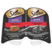 Sheba Cat Food, Tender Beef Entree, Premium, Pate, 2 Each