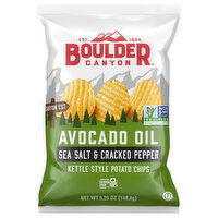 Boulder Canyon Potato Chips, Avocado Oil Sea Salt & Cracked Pepper, Kettle Style, 5.25 Ounce