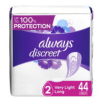 Always Discreet Discreet Incontinence Panty Liners, 2, Very Light, 44 Each