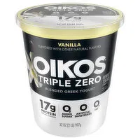 Oikos Triple Zero Yogurt, Vanilla, Nonfat, 32 Ounce