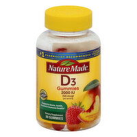 Nature Made Vitamin D3, 50 mcg, Gummies, Strawberry, Peach & Mango, 90 Each