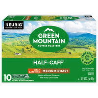 Green Mountain Coffee Roasters K-Cup Pods Half Caffeine Medium Roast Coffee, 10 Each