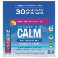 Natural Vitality Calm Relaxing Magnesium Citrate Raspberry-Lemon Flavor Drink Mix, 30 Each