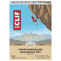 Clif Bar Energy Bars, White Chocolate Macadamia Nut, 12 Each