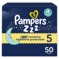 Pampers Zzz Swaddlers Overnights Diapers Size 5, 50 Each