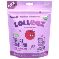 EEZ Co. Lolleez Throat Soothing Pops, Organic, For Kids, Mixed Berry, 15 Each