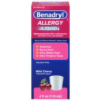 Benadryl Allergy, 12.5 mg, Liquid, Wild Cherry, 4 Fluid ounce