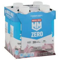 Muscle Milk Zero Protein Shake, Non-Dairy, Strawberry Banana, 4 Each