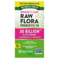 Nature's Truth Raw Flora, One Daily, Women's Care, Probiotic-18, Vegan Capsules, 33 Each