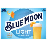 Blue Moon Beer, Citrus Wheat, Light, 12 Each