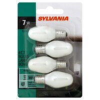 Sylvania Light Bulbs, C7, 7 Watts, 4 Each