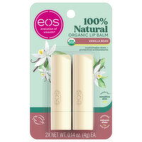 EOS Lip Balm, Vanilla Bean, 100% Natural, Organic, 2 Each