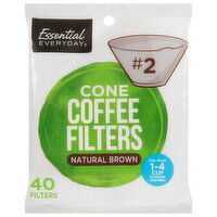 Essential Everyday Natural Brown Cone Coffee Filters, 40 Each