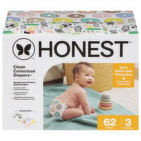 Honest Clean Conscious Size 3 Diapers (16-28 lbs (7-13 kg)), 62 Each