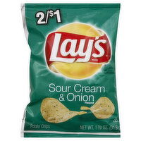 Lay's Potato Chips, Sour Cream & Onion Flavored, 1.125 Ounce