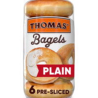 Thomas' Plain Pre-sliced Bagels, 6 count, 20 oz, 6 Each