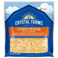 Crystal Farms Cheese, 3 Cheese Mexican Style Blend, 32 Ounce