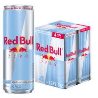 Red Bull Zero Energy Drink 12 fl. oz., 114mg Caffeine, Taurine & B Vitamins, 4 Each